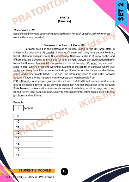 Pratonton muka 18 lembaran Kertas Soalan Bahasa Inggeris 12 — Bahasa Inggeris Tahun 3