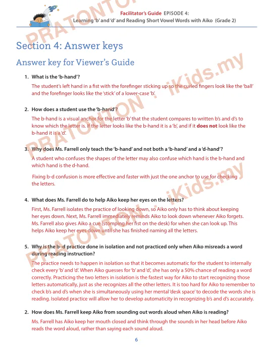 Pratonton muka 6 lembaran Facilitator’s Guide — Bahasa Inggeris Tahun 2