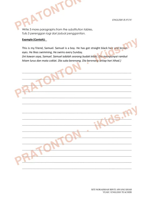 Pratonton muka 4 lembaran Modul Bahasa Inggeris 22 — Bahasa Inggeris Tahun 3