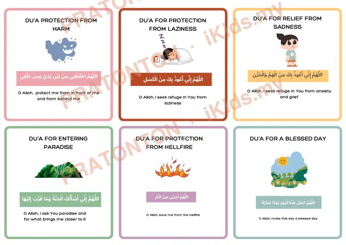 Pratonton muka 7 lembaran Flashcard Doa Harian (BI) — Pendidikan Islam Anak Istimewa