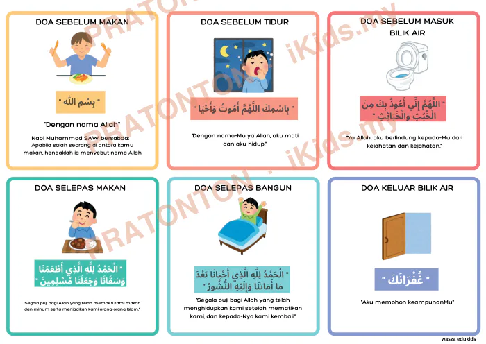 Pratonton muka 4 lembaran Flashcard Doa Harian (BM) — Pendidikan Islam Anak Istimewa
