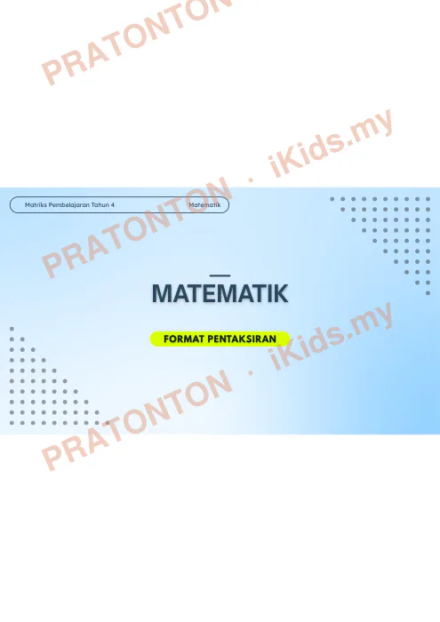 Pratonton muka 1 lembaran Latihan Matematik — Matematik Tahun 4