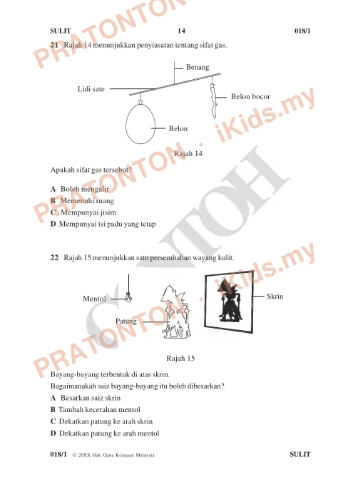 Pratonton muka 14 lembaran Format Soalan UPSR Mulai 2016 — Sains Kertas 1 (Bahasa Melayu) — Sains Tahun 6