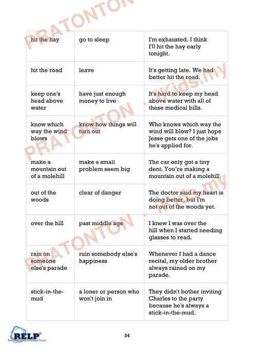 Pratonton muka 2 lembaran Geography Idioms — Bahasa Inggeris Tahun 1