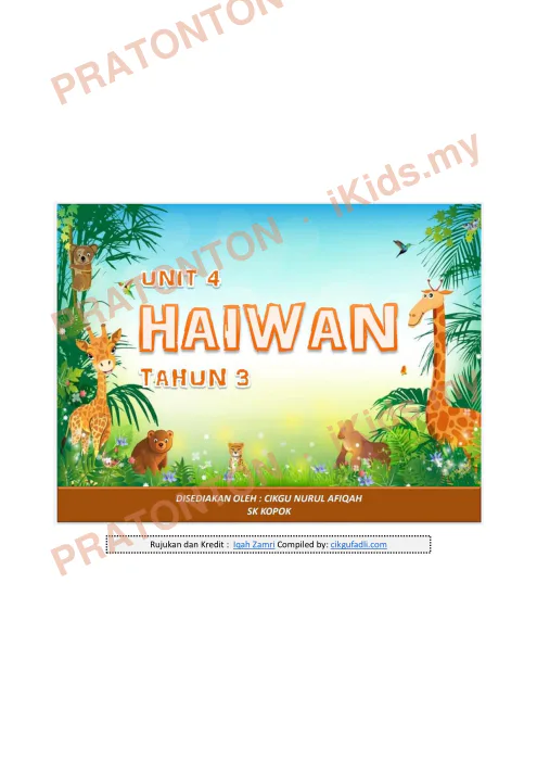 Pratonton muka 1 lembaran Haiwan — Sains Tahun 3