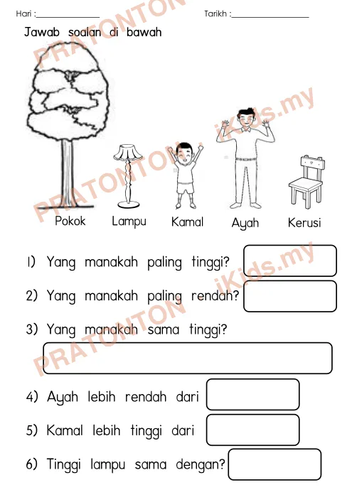 Pratonton muka 11 lembaran Hari : — Matematik Tahun 1