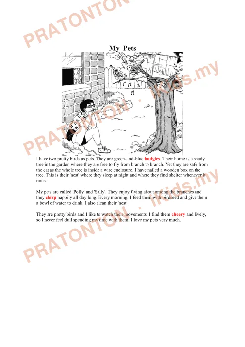 Pratonton muka 1 lembaran Himpunan Contoh Latihan Karangan Bahasa Inggeris — Set 1 — Bahasa Inggeris Tahun 6