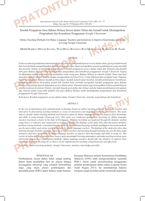 Pratonton muka 1 lembaran (https://doi.org/10.17576/jatma-2023-1103-05) — Matematik Tahun 1