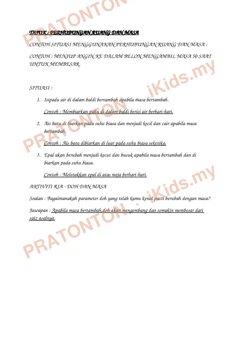 Pratonton muka 1 lembaran Hubungan Ruang dan Masa — Sains Tahun 4