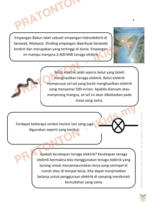 Pratonton muka 8 lembaran Info Sains — Nota Ringkas Guru Cemerlang — Sains Tahun 6
