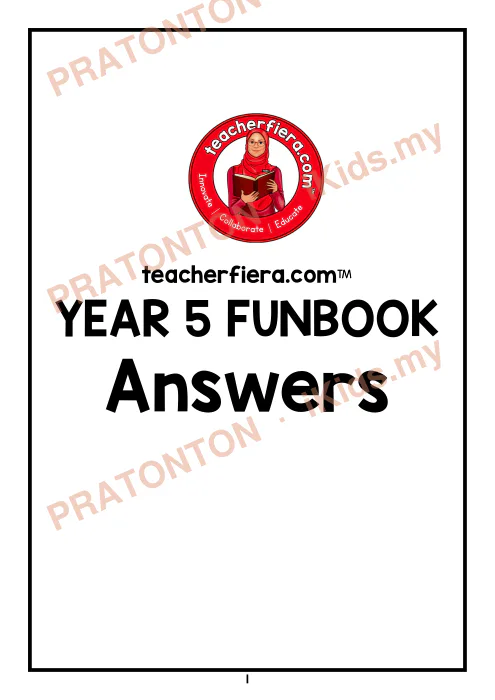 Pratonton muka 1 lembaran Jawapan Funbook CEFR Tahun 5 — Bahasa Inggeris Tahun 5