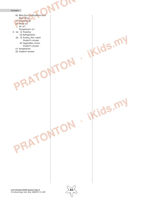 Pratonton muka 2 lembaran Jawapan Latihan Topikal Sains Tahun 6 (Bahasa Inggeris) — Sains Tahun 6