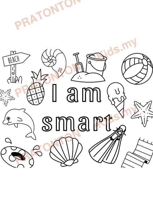 Pratonton muka 1 lembaran Kad afirmasi 'I am smart' — Sosial & Emosi Anak Istimewa