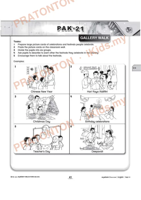 Pratonton muka 1 lembaran Kad Aktiviti PAK-21 Bahasa Inggeris — Modul 4: Gallery Walk — Bahasa Inggeris Tahun 6