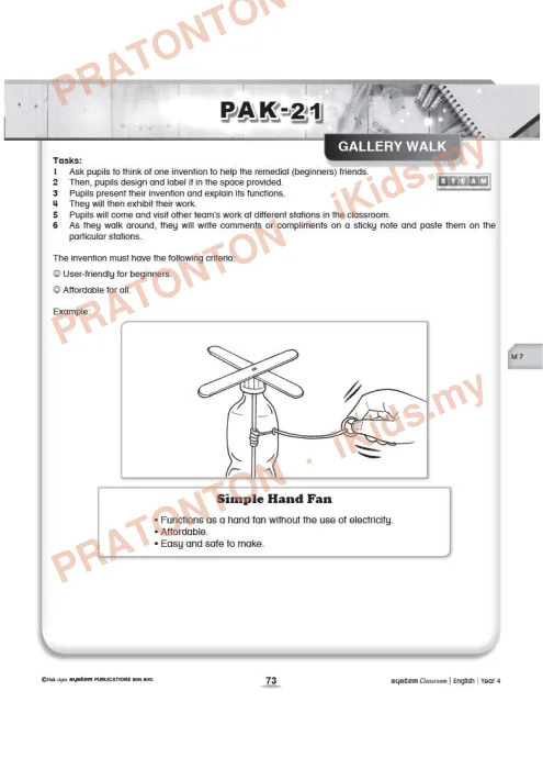 Pratonton muka 1 lembaran Kad Aktiviti PAK-21 Bahasa Inggeris — Modul 7: Gallery Walk (Reka Cipta) — Bahasa Inggeris Tahun 6