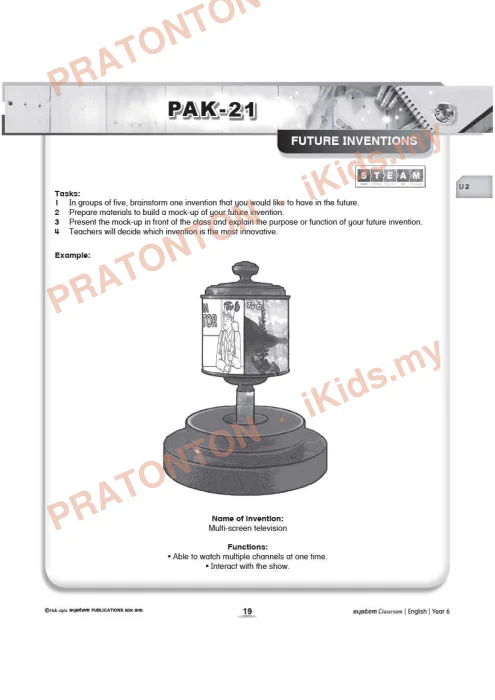 Pratonton muka 1 lembaran Kad Aktiviti PAK-21 Bahasa Inggeris — Unit 2: Future Inventions — Bahasa Inggeris Tahun 6