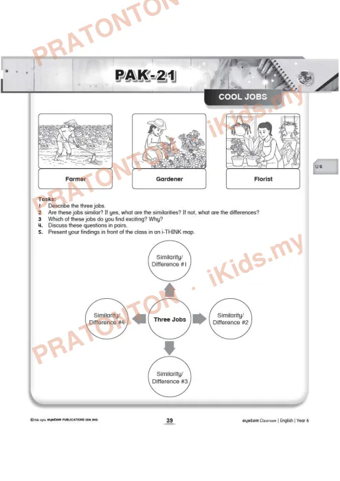 Pratonton muka 1 lembaran Kad Aktiviti PAK-21 Bahasa Inggeris — Unit 4: Cool Jobs — Bahasa Inggeris Tahun 6
