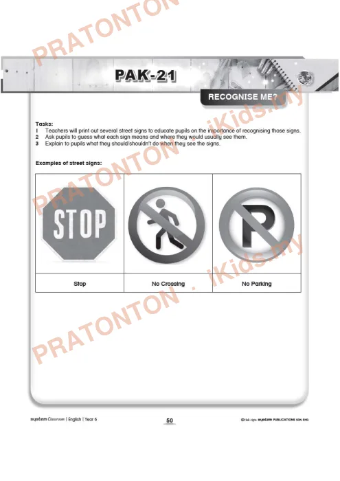 Pratonton muka 1 lembaran Kad Aktiviti PAK-21 Bahasa Inggeris — Unit 5: Recognise Me — Bahasa Inggeris Tahun 6
