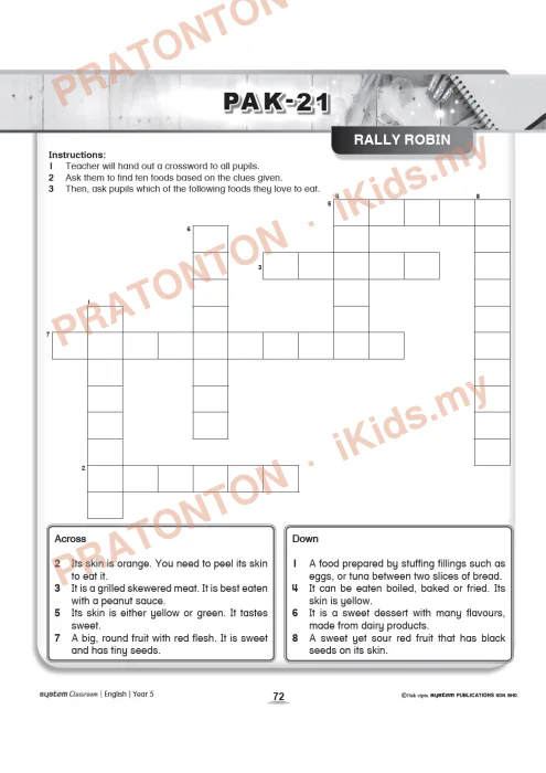 Pratonton muka 1 lembaran Kad Aktiviti PAK-21 Bahasa Inggeris — Unit 6: Rally Robin — Bahasa Inggeris Tahun 6