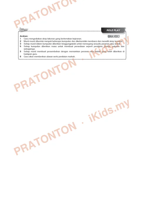 Pratonton muka 1 lembaran Kad Aktiviti PAK-21 Bahasa Melayu — Tema 1: Role Play — Bahasa Melayu Tahun 6