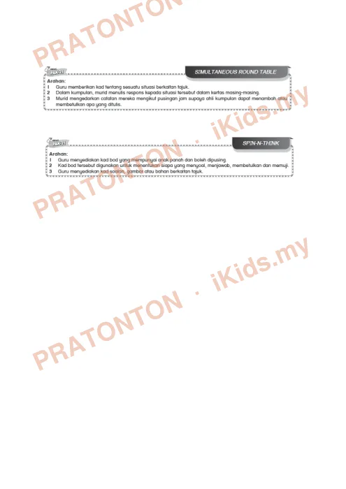 Pratonton muka 1 lembaran Kad Aktiviti PAK-21 Bahasa Melayu — Tema 4: Simultaneous Round Table dan Spin-N-Think — Bahasa Melayu Tahun 6