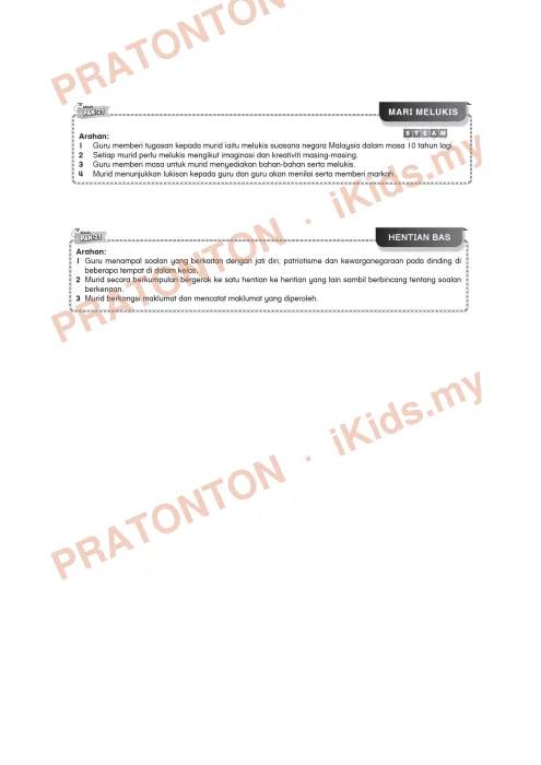 Pratonton muka 1 lembaran Kad Aktiviti PAK-21 Bahasa Melayu — Tema 5: Mari Melukis dan Hentian Bas — Bahasa Melayu Tahun 6