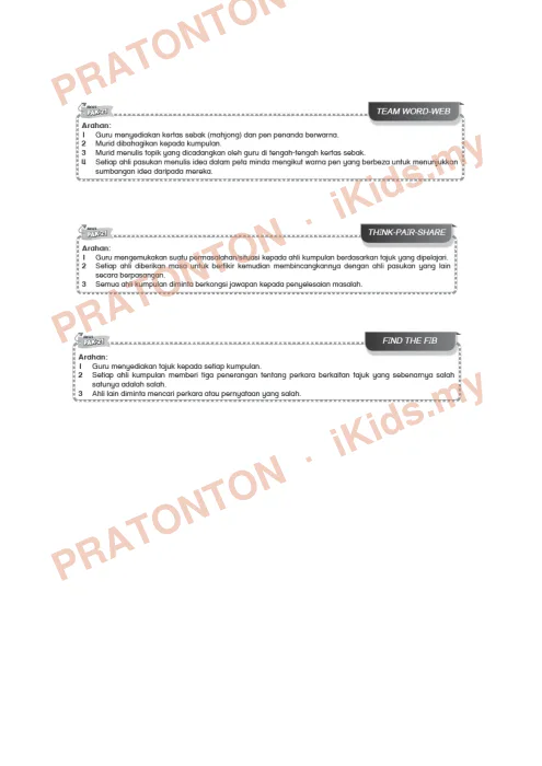Pratonton muka 1 lembaran Kad Aktiviti PAK-21 Bahasa Melayu — Tema 6: Team Word-Web dan Think-Pair-Share — Bahasa Melayu Tahun 6
