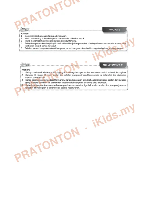 Pratonton muka 1 lembaran Kad Aktiviti PAK-21 Bahasa Melayu — Tema 8: Who Am I dan Traveling File — Bahasa Melayu Tahun 6