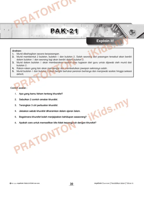 Pratonton muka 1 lembaran Kad Aktiviti PAK-21 Pendidikan Islam — Explain It (Berpasangan) — Pendidikan Islam Tahun 6