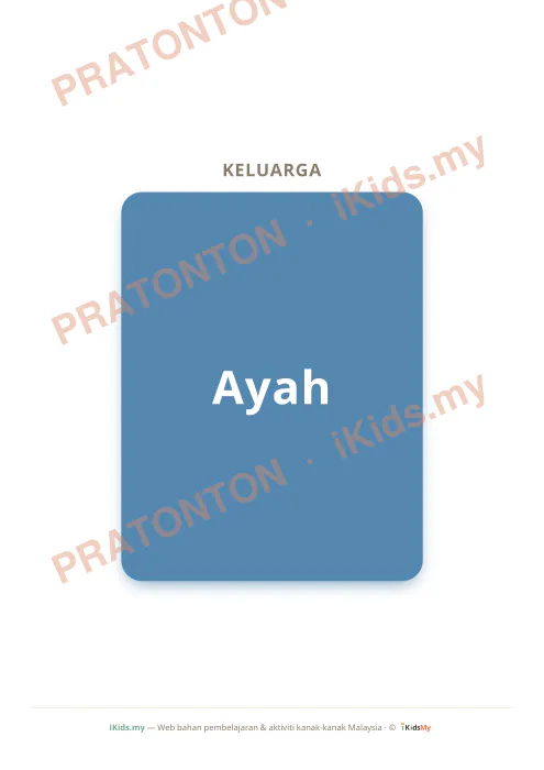 Pratonton muka 1 lembaran Kad Anggota Keluarga (Flashcard Besar) — Bahasa Melayu Anak Istimewa
