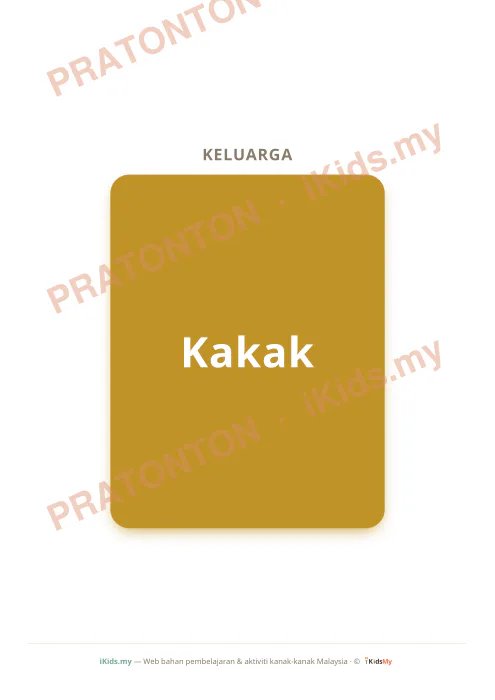 Pratonton muka 4 lembaran Kad Anggota Keluarga (Flashcard Besar) — Bahasa Melayu Anak Istimewa