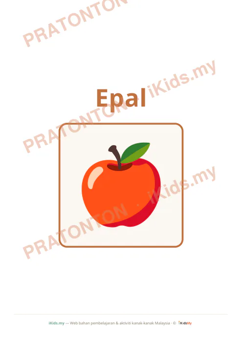 Pratonton muka 1 lembaran Kad Buah-buahan (Flashcard Besar) — Sains Anak Istimewa