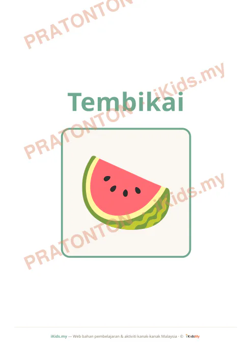 Pratonton muka 5 lembaran Kad Buah-buahan (Flashcard Besar) — Sains Anak Istimewa