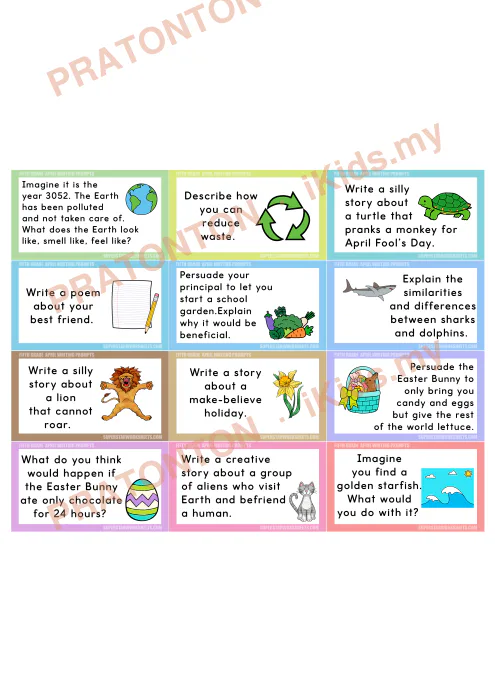 Pratonton muka 1 lembaran Kad Cadangan Penulisan Bahasa Inggeris Tahun 5 — April (Bahagian 1) — Bahasa Inggeris Tahun 5