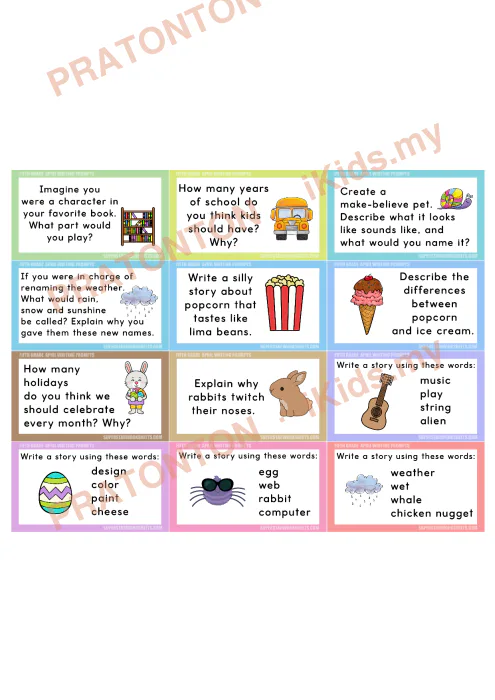 Pratonton muka 2 lembaran Kad Cadangan Penulisan Bahasa Inggeris Tahun 5 — April — Bahasa Inggeris Tahun 5