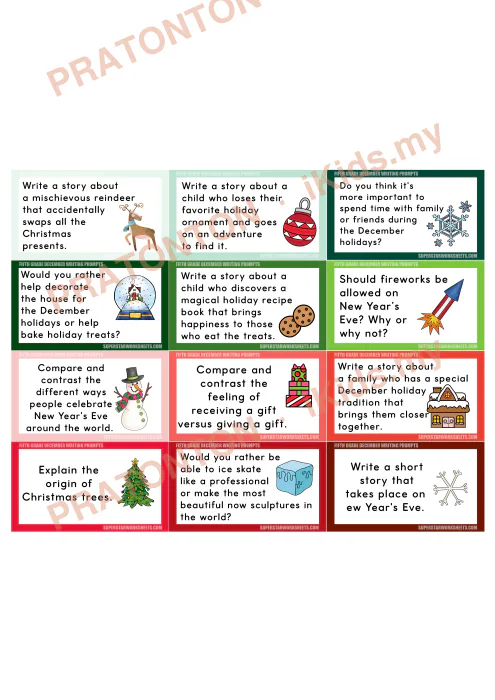 Pratonton muka 1 lembaran Kad Cadangan Penulisan Bahasa Inggeris Tahun 5 — Disember (Bahagian 1, Set 2) — Bahasa Inggeris Tahun 5