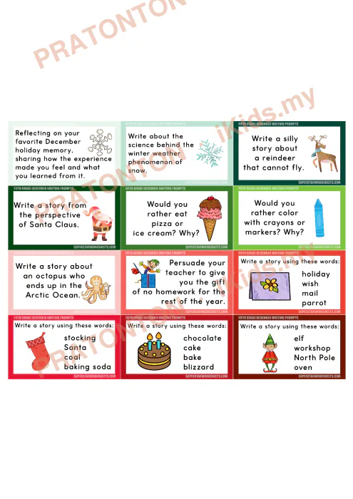 Pratonton muka 2 lembaran Kad Cadangan Penulisan Bahasa Inggeris Tahun 5 — Disember — Bahasa Inggeris Tahun 5