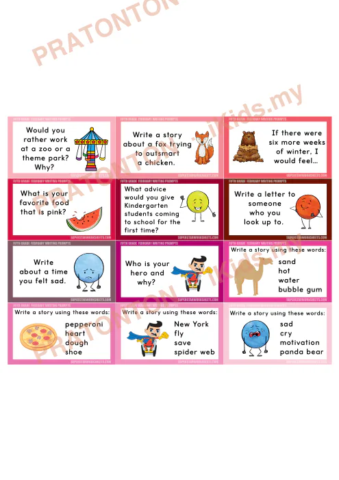 Pratonton muka 1 lembaran Kad Cadangan Penulisan Bahasa Inggeris Tahun 5 — Februari (Bahagian 2) — Bahasa Inggeris Tahun 5