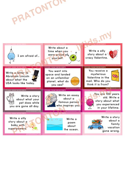Pratonton muka 1 lembaran Kad Cadangan Penulisan Bahasa Inggeris Tahun 5 — Februari — Bahasa Inggeris Tahun 5
