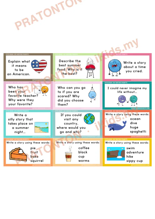 Pratonton muka 1 lembaran Kad Cadangan Penulisan Bahasa Inggeris Tahun 5 — Julai (Bahagian 2) — Bahasa Inggeris Tahun 5