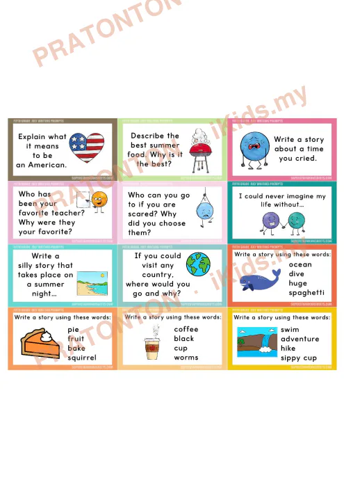 Pratonton muka 2 lembaran Kad Cadangan Penulisan Bahasa Inggeris Tahun 5 — Julai — Bahasa Inggeris Tahun 5