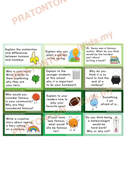 Pratonton muka 1 lembaran Kad Cadangan Penulisan Bahasa Inggeris Tahun 5 — Mac (Bahagian 1) — Bahasa Inggeris Tahun 5