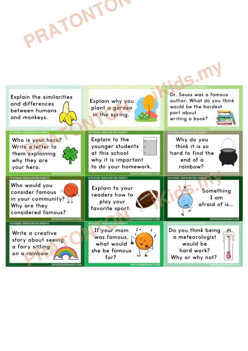 Pratonton muka 1 lembaran Kad Cadangan Penulisan Bahasa Inggeris Tahun 5 — Mac — Bahasa Inggeris Tahun 5