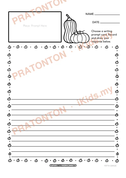 Pratonton muka 1 lembaran Kad Cadangan Penulisan Bahasa Inggeris Tahun 5 — Musim Luruh (Set 3) — Bahasa Inggeris Tahun 5