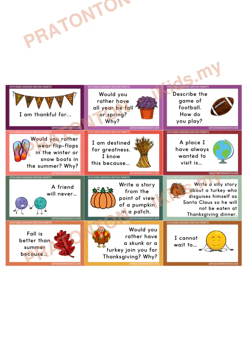 Pratonton muka 1 lembaran Kad Cadangan Penulisan Bahasa Inggeris Tahun 5 — November (Bahagian 1) — Bahasa Inggeris Tahun 5