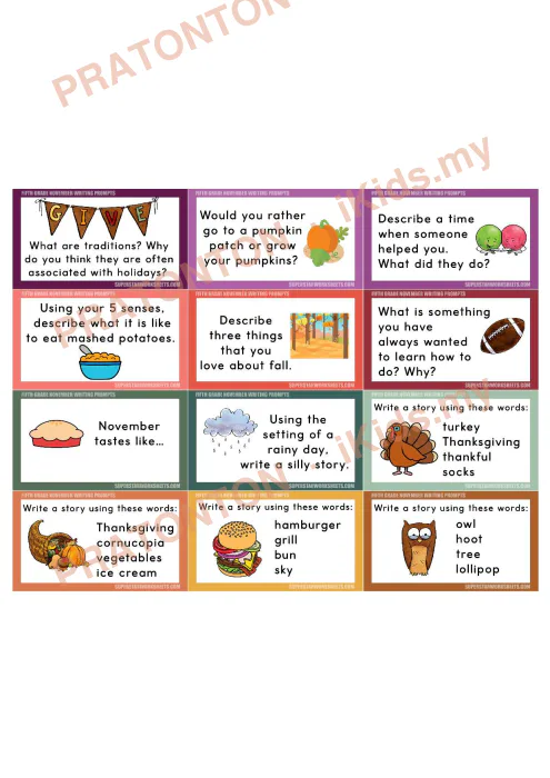 Pratonton muka 2 lembaran Kad Cadangan Penulisan Bahasa Inggeris Tahun 5 — November — Bahasa Inggeris Tahun 5