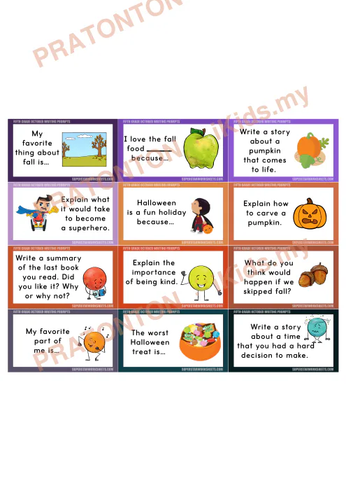 Pratonton muka 1 lembaran Kad Cadangan Penulisan Bahasa Inggeris Tahun 5 — Oktober (Bahagian 1) — Bahasa Inggeris Tahun 5