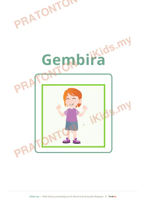 Pratonton muka 1 lembaran Kad Emosi (Flashcard Besar) — Sosial & Emosi Anak Istimewa