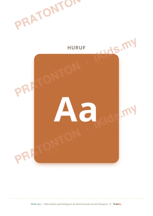 Pratonton muka 1 lembaran Kad Huruf A–Z (Flashcard Besar) — Bahasa Melayu Anak Istimewa