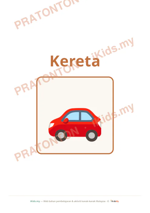 Pratonton muka 1 lembaran Kad Kenderaan (Flashcard Besar) — Sains Anak Istimewa
